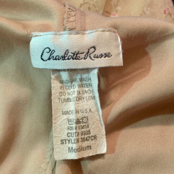 VTG Y2K Charlotte Russe Womens medium Beige Dress with Pink Floral Accents - Picture 4 of 6